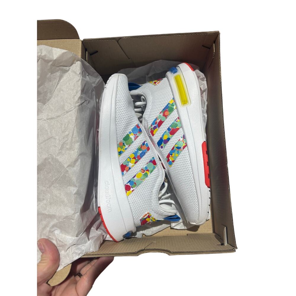 Adidas 2.5 Racer TR23K running shoe white red yellow blue accents nib new